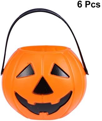 IPETBOOM Orange Bucket 6pcs Halloween Pumpkin Bucket, Mini baldes de bucketes de travessuras ou tratamentos de abóbora