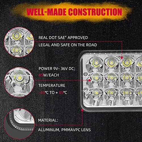 YUZ DOT APROVADO 4X6 FARÇO DE LED 2PCS HI/LO VATO SELADO KIT de conversão 6x4 H4651 H4652 H4656 H6545 Compatível com o farol Kenworth