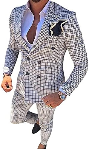 Mass xadrez slim fit 2 peças teram capa casual com lapela blazer smoking sport coat calça