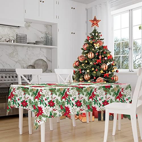 2 PCs Christmas Poinsettia Toableths Tabelas de mesa de flor de Natal Capas de mesa de plástico descartáveis ​​Tocinas de