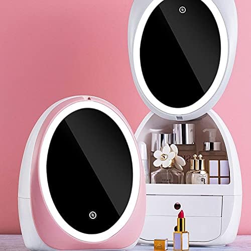 Caixas de exibição WDBBY Caixa de armazenamento Cosméticos LED Vanidade leve maquiagem Oganizer Desktop Portable USB Makeup