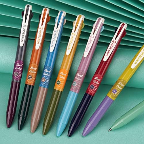 Canetas de tinta de gel retrátil WRITECH: Multi colorido 2 em 1 clique colorido Cen Pen