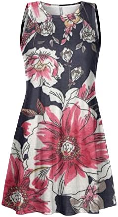 Vestidos maxi vestidos confortáveis ​​de verão para mulheres praia camiseta floral vestidos sem mangas mangas