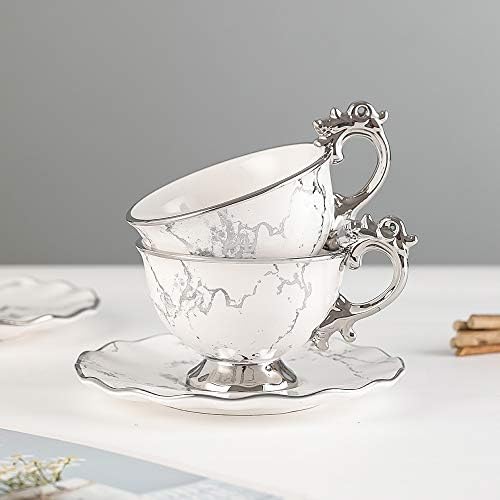 Conjunto de chá Porcelana - Conjuntos de chá para mulheres adultos 15 peças - xícara de chá e pires para 6 com creme e