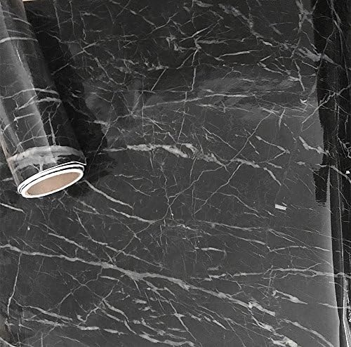 Novo filme de granito preto visual de mármore filme vinil auto adesivo de casca de topo e decalque da parede de bastão 15.7''x118 ''