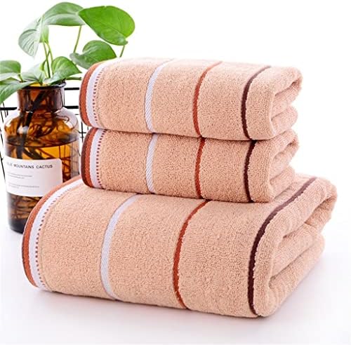 Hldeth Cotton Algodão Toalha listrada de três segmentos Conjunto de toalhas de toalha absorvente Acessórios para
