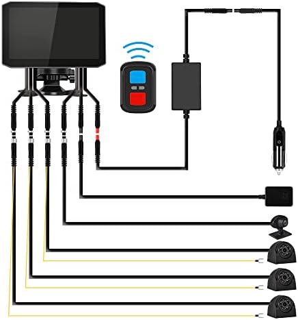 VSYSTO 4CH TROCH CAMBO CAMP 360 Câmera de backup do gravador de vigilância DVR com GPS 7.0 '' Monitor à prova d'água de 1080p