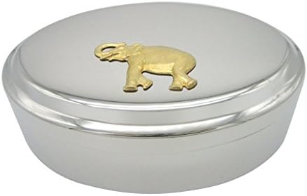 Gold tonificado grande pendente de elefante oval caixa de jóias