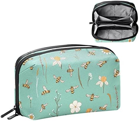 Bolsa de cosméticos, sacos de maquiagem espaçosos adoráveis ​​viajam de abelhas e flores de bolsas de higiene pessoal Organizador