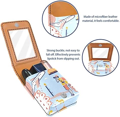 Bolsa de batom de batom de maquiagem de oryuekan com espelho portátil de armazenamento de batom portátil Organizador