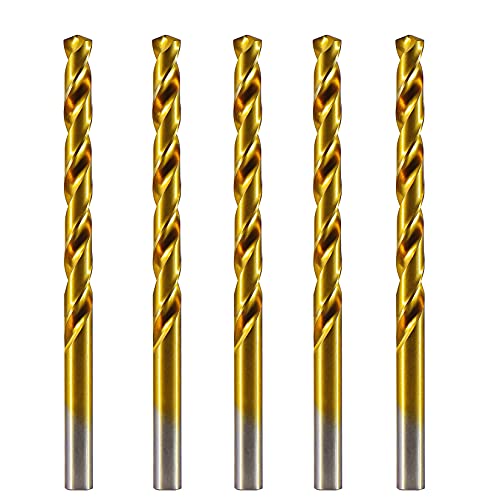 Maxtool 5pcs 1/16 Aço de alta velocidade HSS Jobber Drill Bits Twist Brills Tin-Coat; JBF02T10R04P5