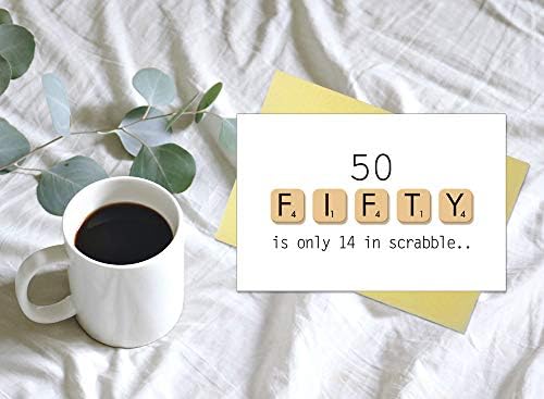 Humor Scrabble 50ª década Cartão de aniversário-50 tem apenas 14 anos em Scrabble, Cartão de aniversário engraçado para ele, adorável celebração significativa para o marido esposa ou mãe pai, cartões em branco