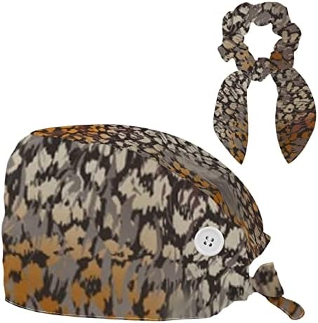 Cap de trabalho ajustável de Vioqxi com scrunchies de bowknot para o suporte do rabo de cavalo leopardo unissex elástico back skull chapéu