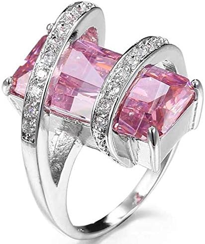 Play Pailin 11 Charm Jewelry Women 925 Prata Rosa Pink Sapphire Gemstone Wedding Bridal Ring SZ6-10