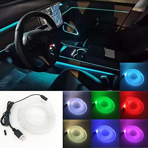 Luzes de tira LED de carros Smeyta, luzes de arame para carro, luzes de tira LED de carro interior, 5m/16ft RGB Mudança de cores