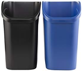 Rubbermaid Undercounts Small Lix lata, 2 pacote azul e preto para reciclagem/resíduos, 9,4 galões, se encaixa sob a pia/mesa/armário