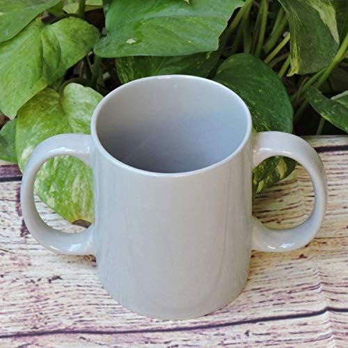 Caneca de alça dupla | Dois lidados com a caneca de cerâmica para retenção segura | 11,83 fl. Oz. - Cor cinza