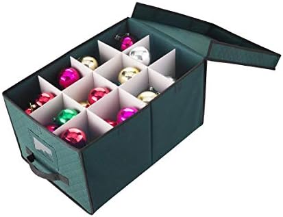 Ornamento Cubo Organizador de férias verde de caixa de armazenamento-24 Compartimentos Individuais de 4 ”e Divisores-Flip