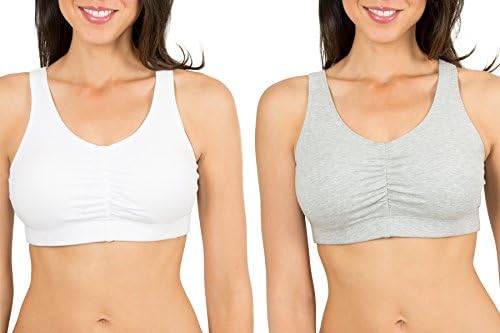 Fruto do Loom Feminino Front Sport Bra com almofadas removíveis, 2 pacote