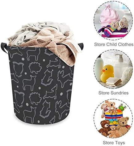 LAPUNDERY BASHING Animal Cookie Cutter Padrão 1 cesto de lavanderia com alças Saco de armazenamento de roupas sujas