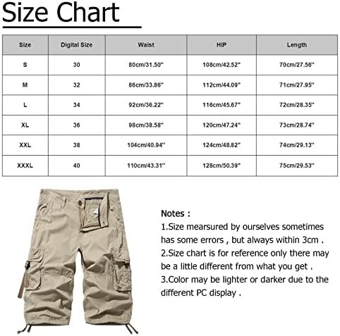 HEHOAH MENS TRABALHO DE TRABALHO, MENS CURTO DE CARGA Algodão 3/4 Faixa solta abaixo do joelho Capri Cargo curto