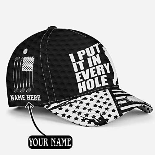 Lasfour personalizado 3D Funny Golf Cap exclusivo Caps de golfe para homens, eu o coloquei em todos os buracos de chapéu