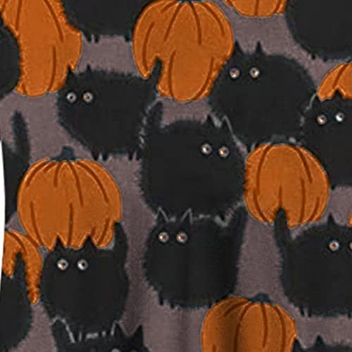 Juniors Festival Halloween Top de manga comprida Blusa T camisetas Crewneck Pumpkin Cat Graphic Slimming Túnica fofa 7s
