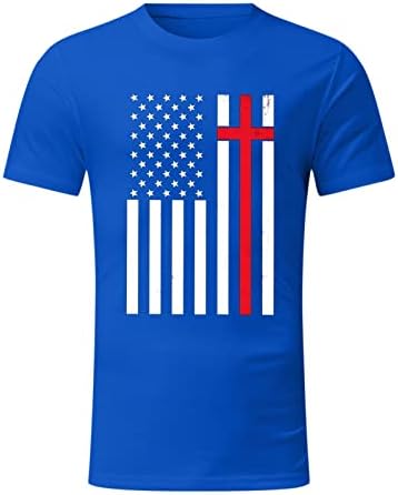 T-shirt masculino de bandeira americana vintage 4 de julho, magro de bandeira dos EUA, camisetas casuais de manga curta de verão blusa