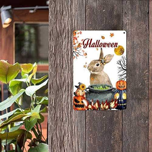 Halloween Fazenda de abóbora Rabbit Tin Sign Bruxa CAULDRON LONO MAPELA METAL METAL SILH