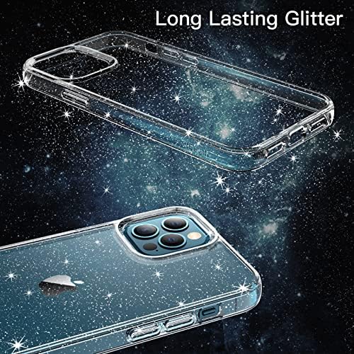 Jetch Glitter Case para iPhone 12 Pro Max, 6,7 polegadas, Bling Sparkle à prova de choques de choques capa, fofa brilhante