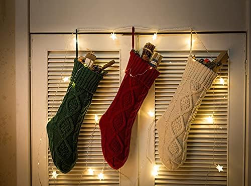 Meias de Natal Fesciors, 3 pacote de 3 polegadas de malha de tamanho de tamanho grande presente de estoque e decorações