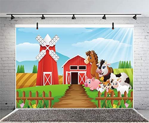 Yeele 10x8ft Cartoon Farm Pasture Background Para fotografia Campo de campo Cenário de celeiro Cenário de animais de animais