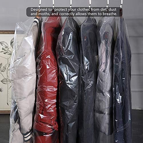 50pcs sacos de vestuário transparentes, roupas transparentes de roupas de limpeza a seco, sacolas de traje penduradas para lavagem