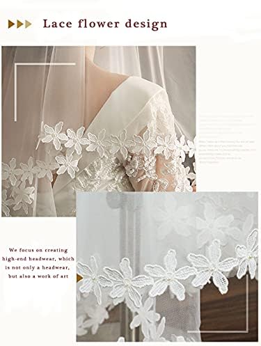 Yovic White Bride Wedding Casamento Véu do Dedo Tule Tulle Bride Véils 2 Camadas Pérola Pérola Véu Bridal Acessórios para Mulheres