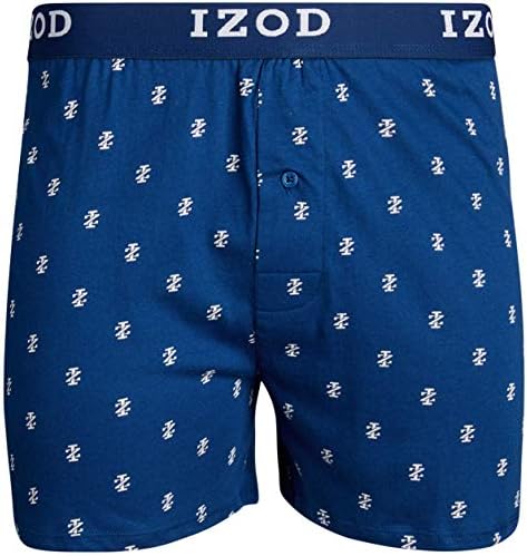 Izod Mens Cotton Knit Boxers 4-Pack, vermelho/azul, tamanho