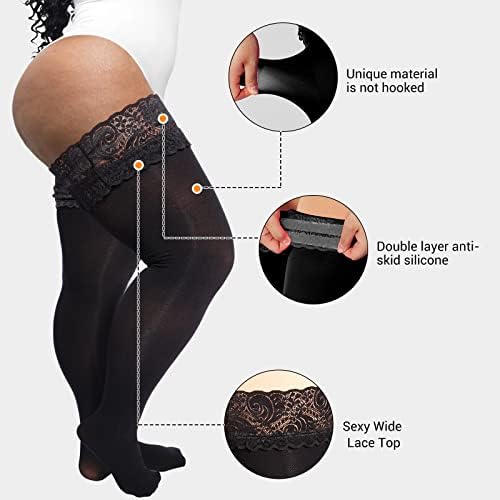 Neovinciancia plus size coxa meias altas mulheres mulheres puras de renda estadia na meia -calça 55d lingerie coxa altas