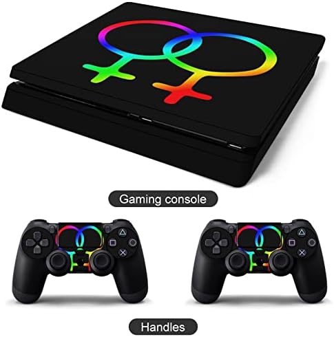 Lesbianismo adesivo fofo protetor de pele slim tampa para ps-4 slim/ps-4 pro console e 2 controlador