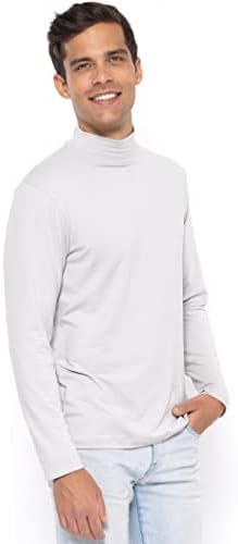 Stretch é conforto masculino oh, tão macio de luxo mock recuneck shirt de manga comprida camisa