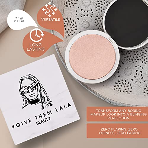 Highlighter prensado por lhes dê um marcador de pó altamente pigmentado para cantos internos, maçãs do rosto e lábios- Highlighter-marcador de face Buildable- sem crueldade, sem crueldade e vegano, fabricado nos EUA