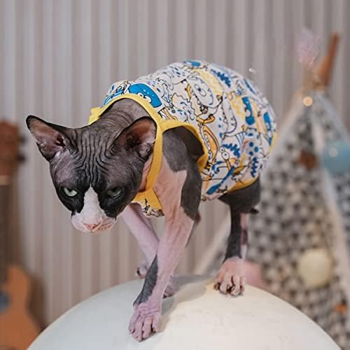 Sphynx Cat Summer Roupos de verão fofos monstros xadrez de melandela padrão colete de algodão Boletim de gato de gato tanques