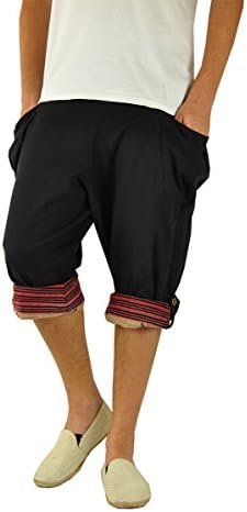 Virblatt - shorts de harém | algodão | Calça curta masculino shorts de algodão Hippie Casual Genie Aladdin Bermuda Casual Boho