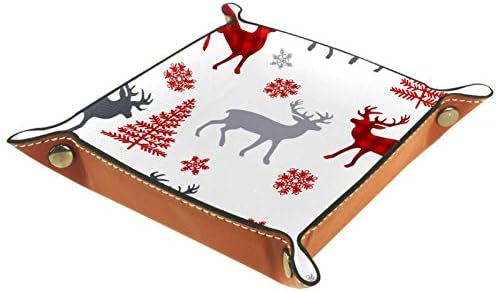 Lyetny Christmas Tree Deer Elk Snowflakes Organizer Bandejas de armazenamento Caixa de cabeceira Caddy Desktop Alteração de troca