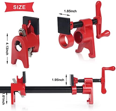 Grampos de madeira Fastores de 2 polegadas de 3/4 de polegada Grampos de tubo para trabalhos pesados ​​com 2 conjuntos,