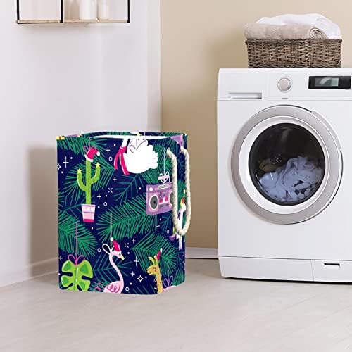 Inomer Natal Flamingo Unicorn Lavanderia grande cesto de roupas prejudiciais à prova d'água cesta de roupas para roupas de brinquedos, decoração de casa para banheiro do quarto