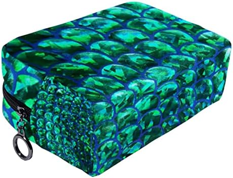 Tbouobt Gifts for Men Momen Sacos de maquiagem bolsa de higiene pessoal Sacos de cosméticos, sereia escala de peixe turquesa