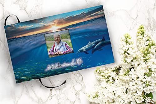 Urna de cremação de golfinhos para cinzas adultas com livro de visitas fúnebres correspondentes