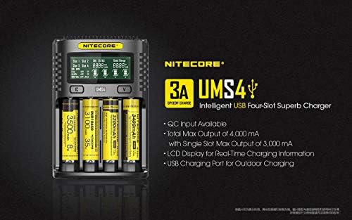 Nitecore UMS4 USB UNIVERSAL CARREGEM SPELO SPELO DE 4-PORTA UNIVERSAL PARA LI-ION/NI-MH/NI-CD/IMR 26650 22650 21700 20700 18650