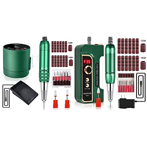 Kuiiyer 35000rpm 3000mAh Máquina de perfuração de unhas sem fio recarregável e 35000rpm poderoso kit de perfuração de unhas elétricas com pedal do pé para pedicure de manicure de diy acrílico