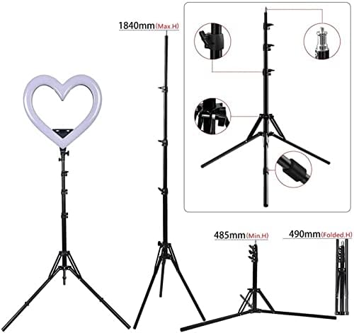 Luz de anel de LED 19 polegadas, sete cor em forma de coração Luz de anel 360 ° Luz de anel rotativa com tripé, âncora