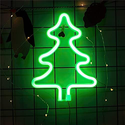 Árvore de natal kavoc néon árvore de natal árvore verde noturna, lâmpada de arte de parede de parede LED em forma de árvore